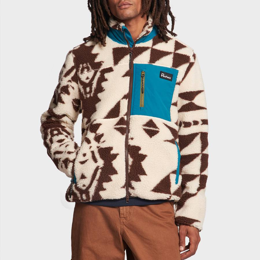 Brown Mattawa Geometric Fleece Jacket