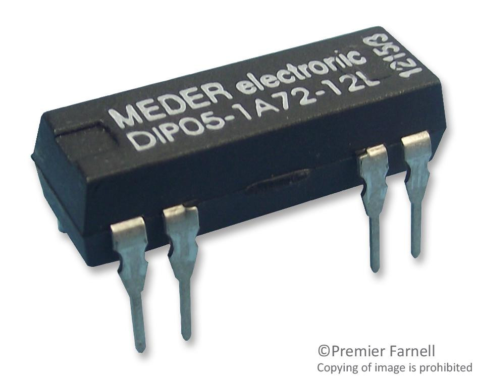 Standexmeder Dip05-1A72-12D Relay, Reed, Spst-No, 200V, 1A, Tht