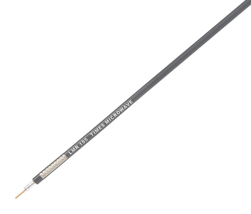 Times Microwave Lmr-195 Coaxial Cable, 50 Ohm, Black, Pe, 100M