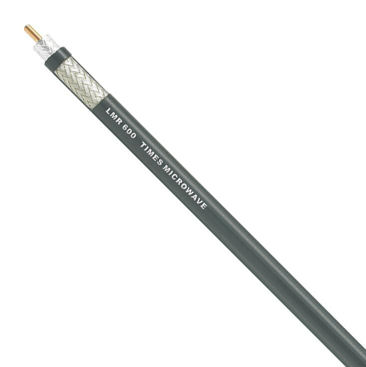 Times Microwave Lmr-600-Fr Coaxial Cable, 50 Ohm, Black, Frpe, 100M