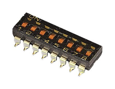 Omron/partner Stock A6S-8102-H Dip Switch, Spst, 0.025A, 24Vdc