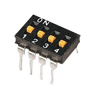 Omron/partner Stock A6T-4104 Dip Switch, Spst, 0.025A, 24Vdc