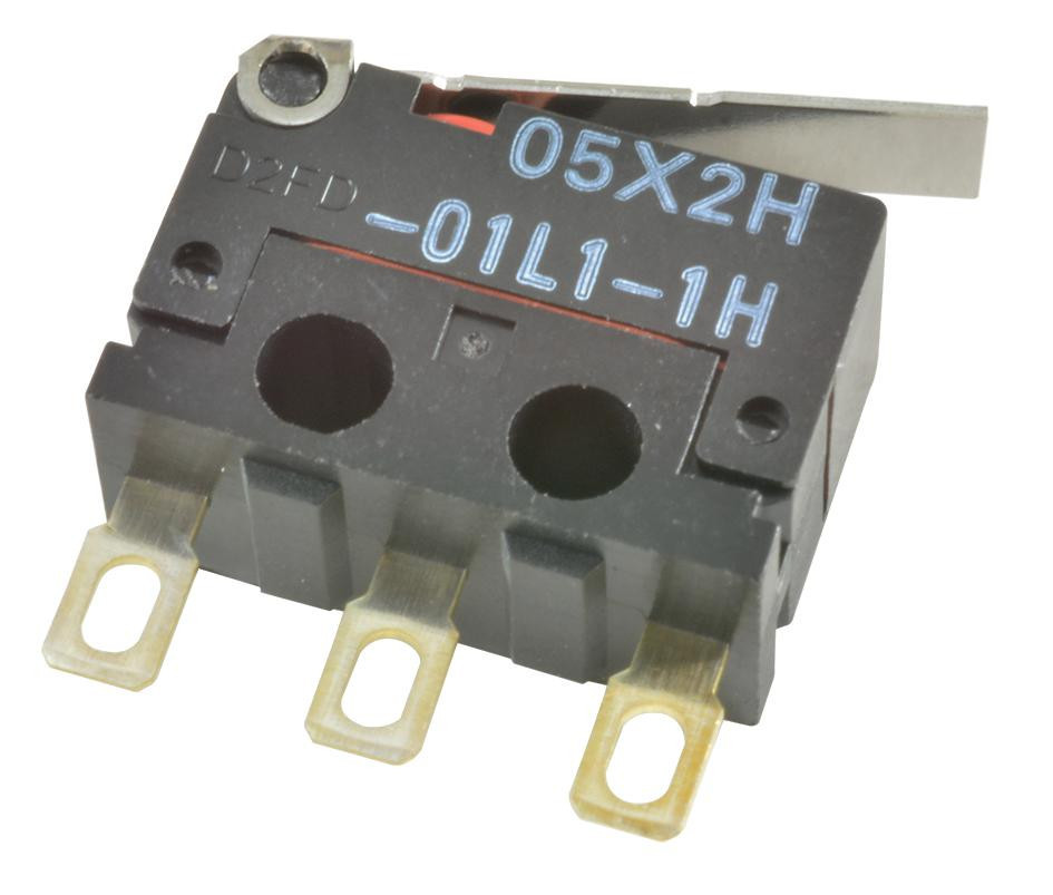 Omron/partner Stock D2Fd-01L1-1H Microswitch, Spdt, 0.1A, 125V/30V, 0.65N