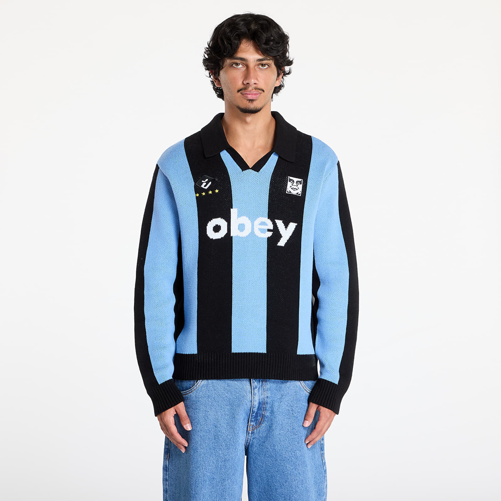 Sweater OBEY Soccer Jersey Sweater Light Blue Multi L