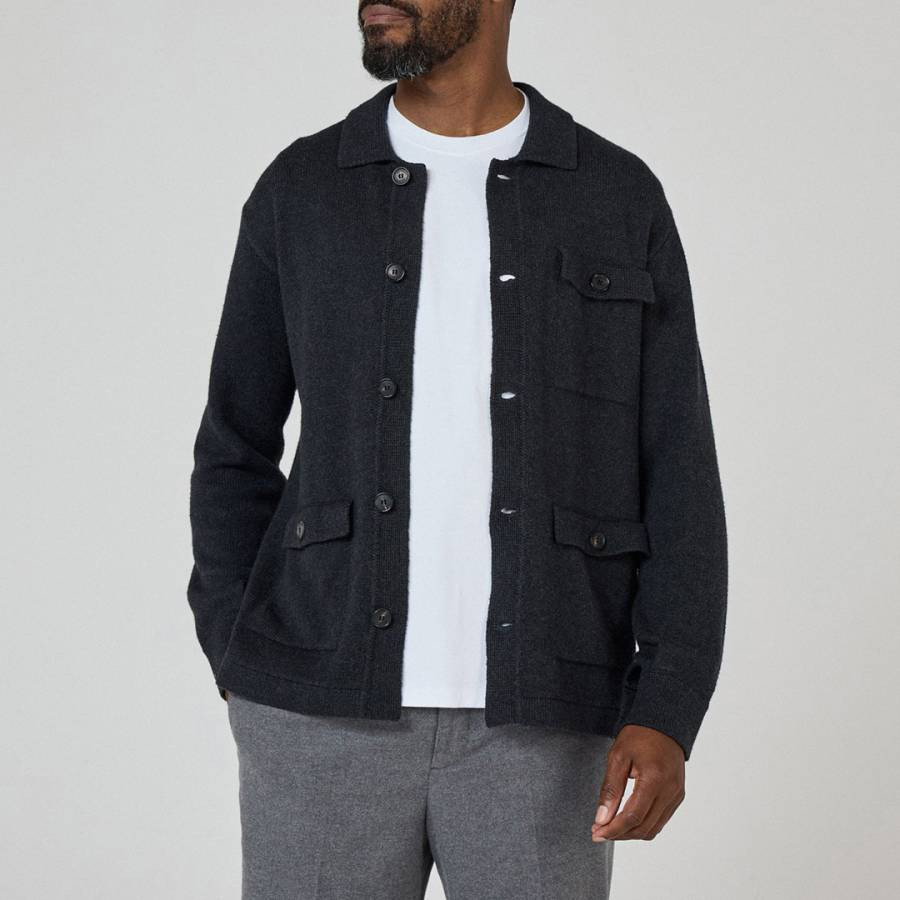 Charcoal Brecon Wool Blend Overshirt