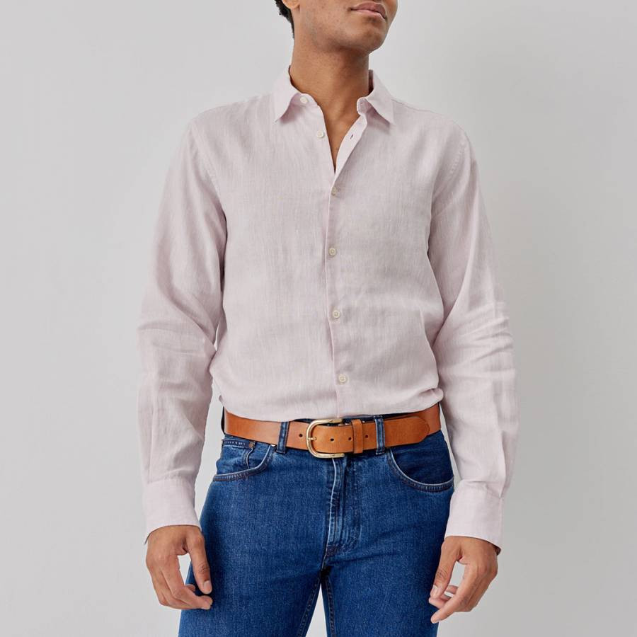 Pale Pink Hawkesworth Linen Shirt