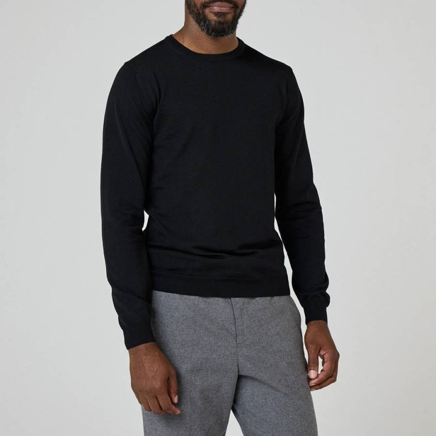 Black Camber Merino Wool Jumper