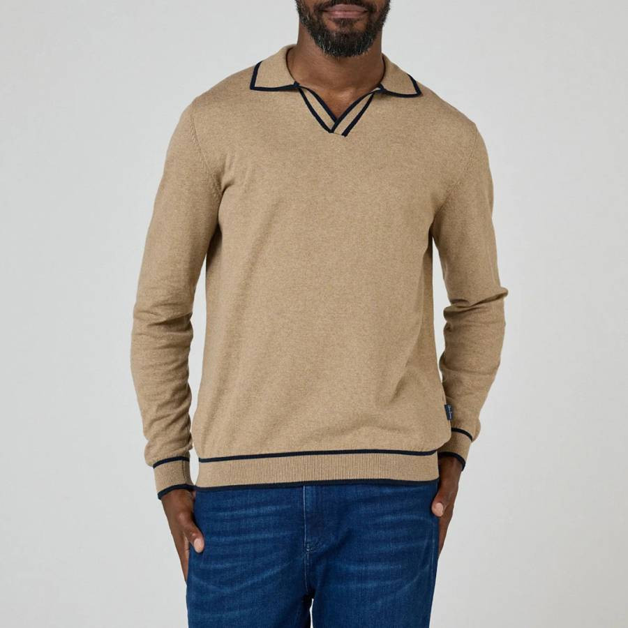 Camel Ludlow Knitted Cotton Polo Shirt