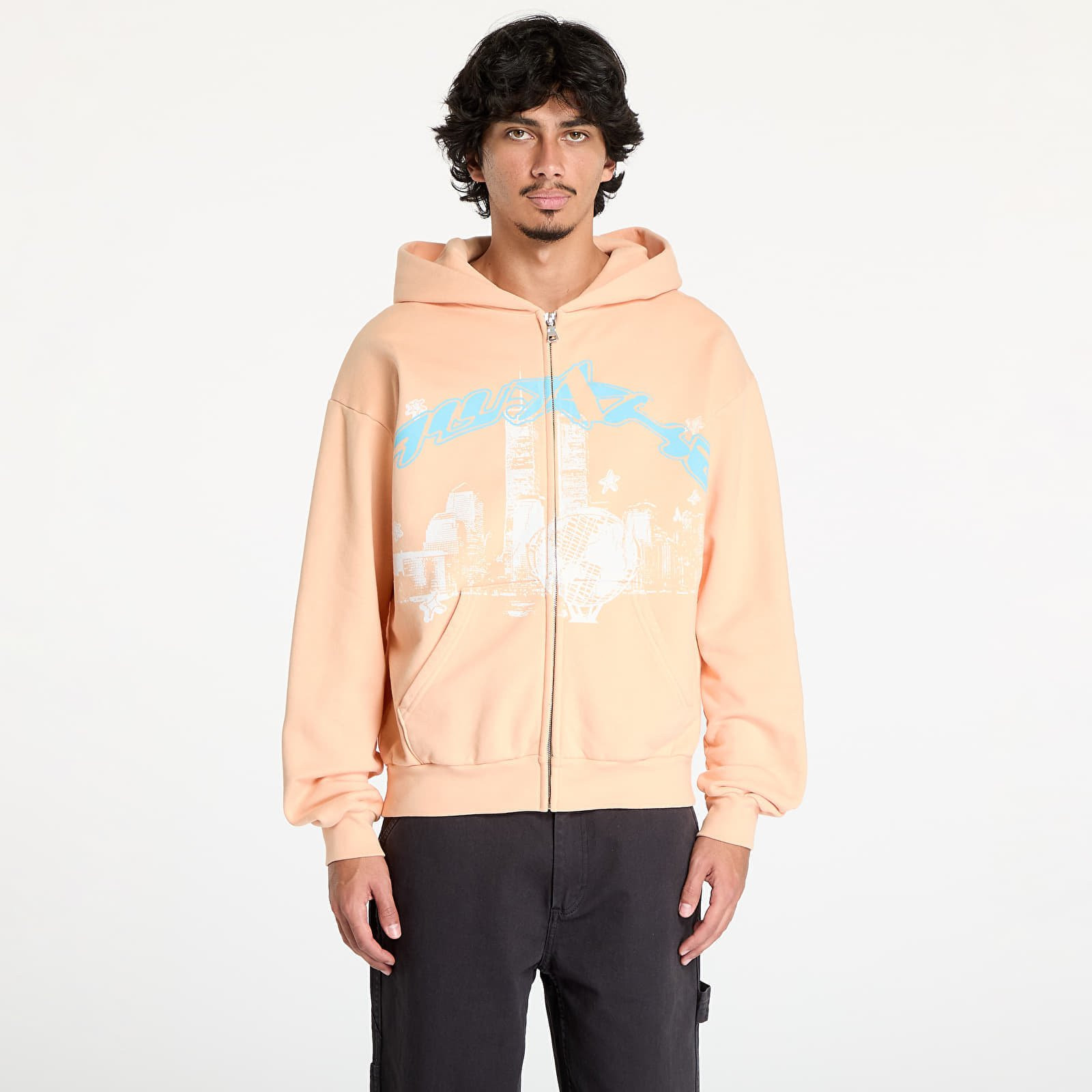 Sweatshirt Awake NY Skyline Zip Up Hoodie Peach S