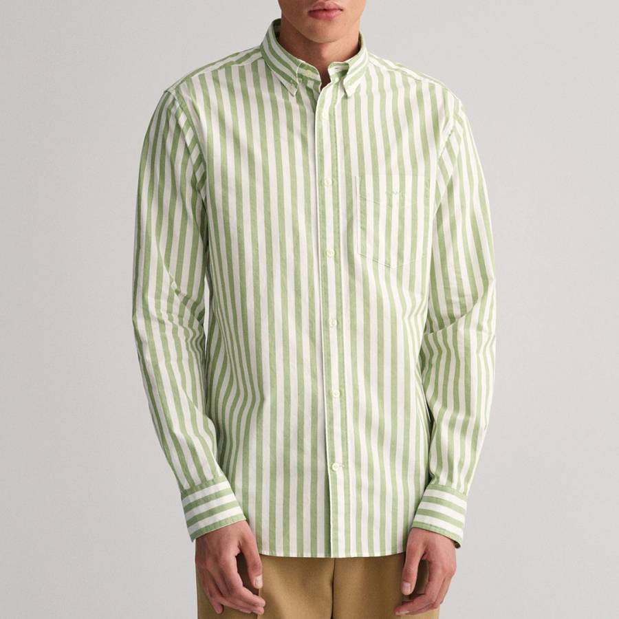 Green Poplin Stripe Cotton Shirt