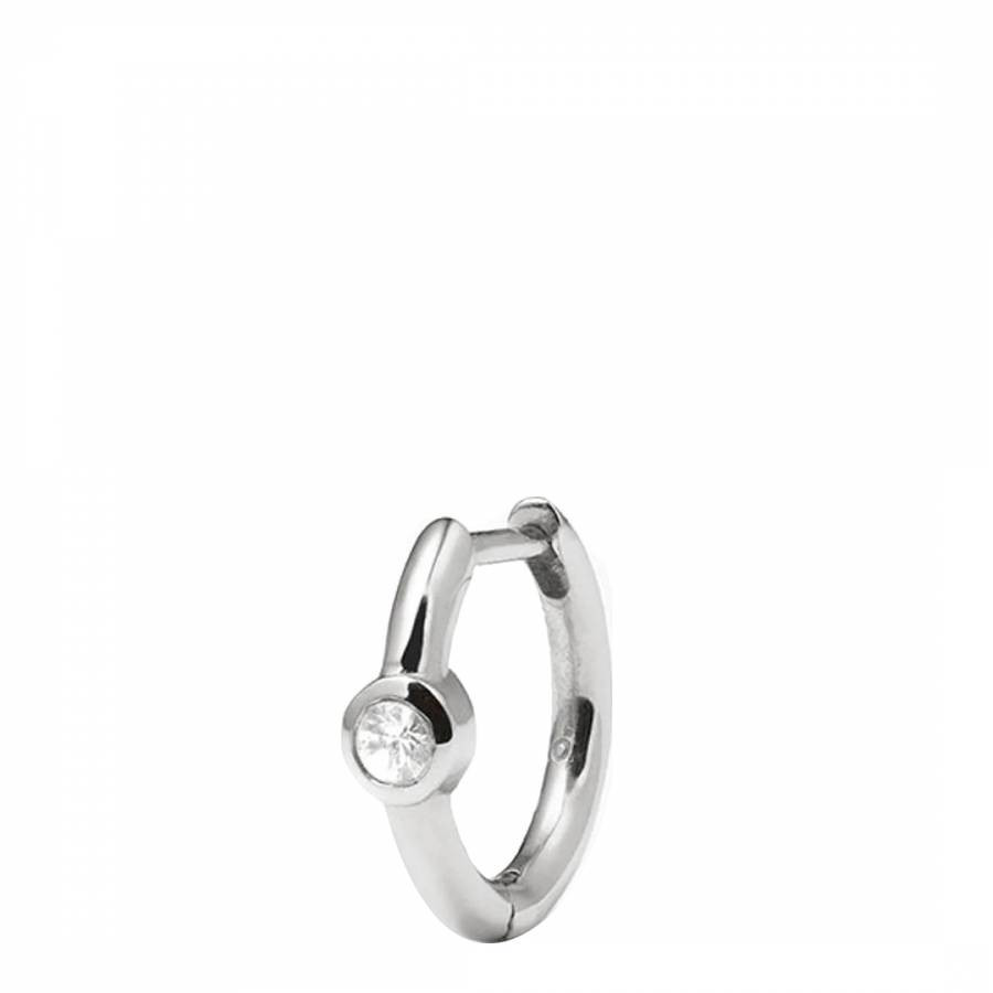 Silver Single White Topaz Single Huggie