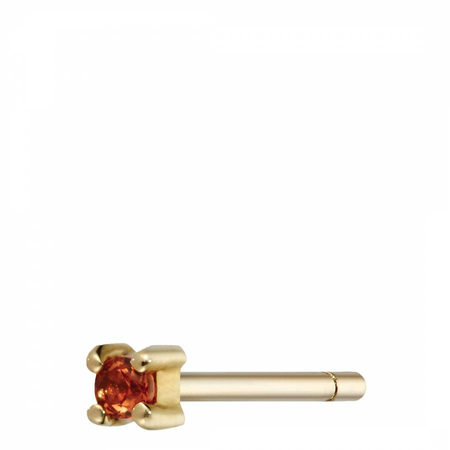 Gold Tiny Orange Sapphire Single Stud