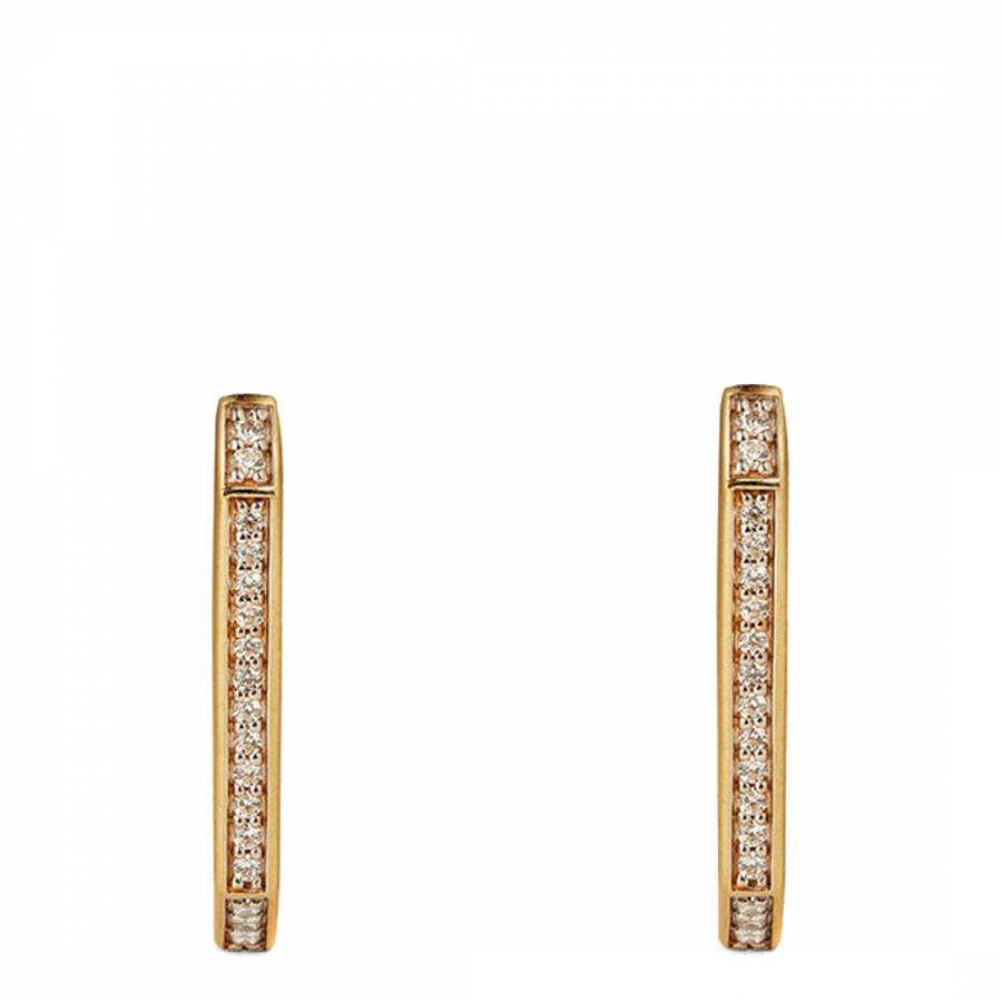 Gold Hex Hoops With Cubic Zirconia