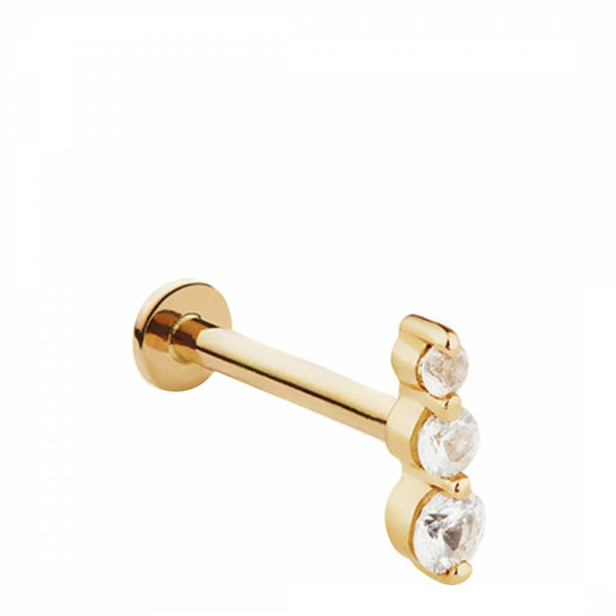 Gold Three Stone Sapphire Single Stud - Piercing