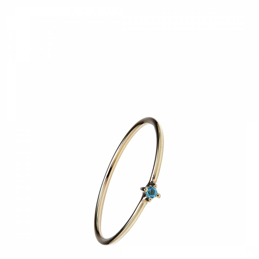 Gold Blue Topaz Bamboo Ring