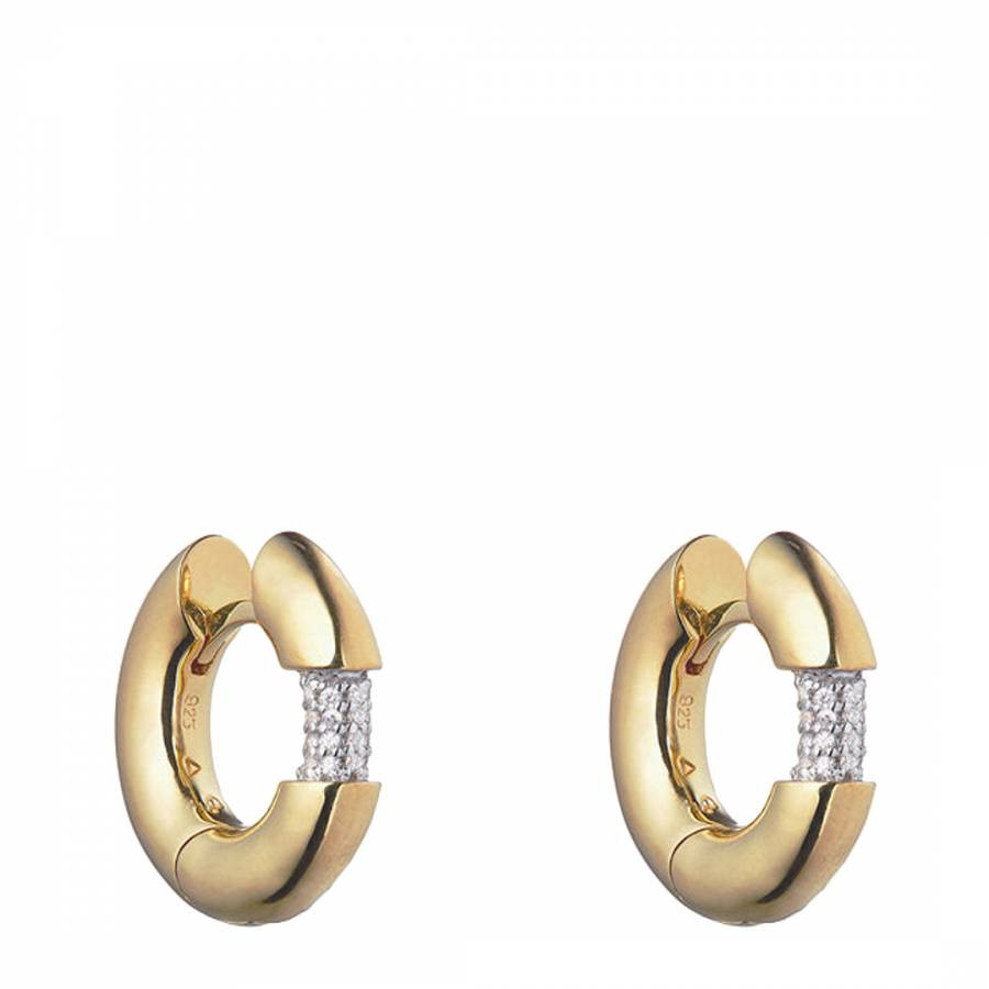 Gold Small Chunky Hoops With Cubic Zirconia