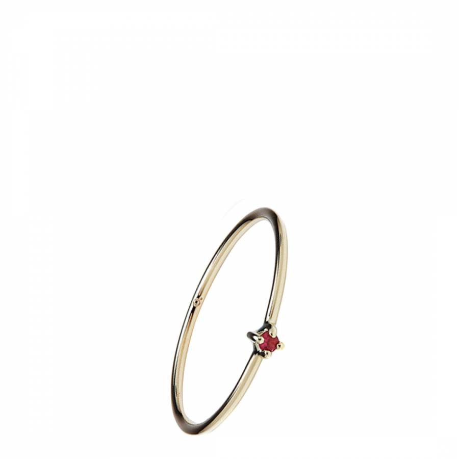 Gold Pink Tourmaline Bamboo Ring