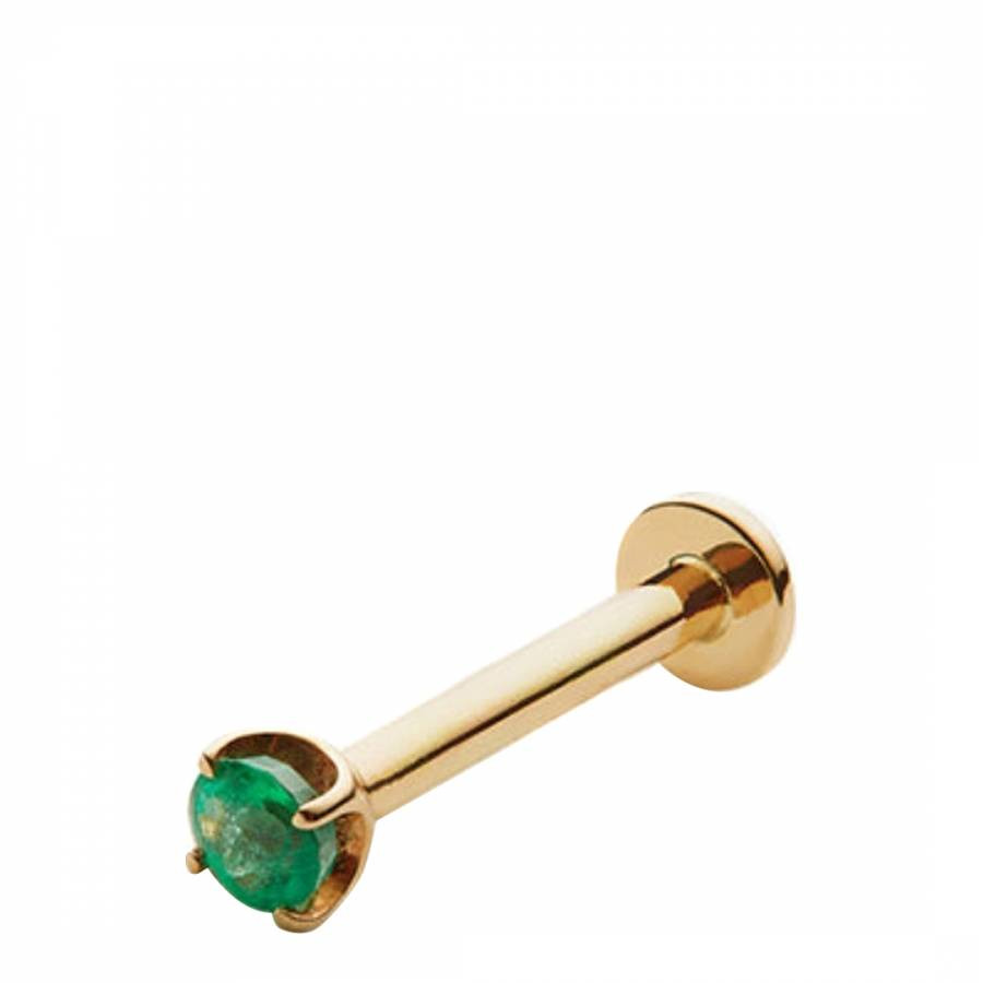 Gold Emerald Single Stud - Piercing