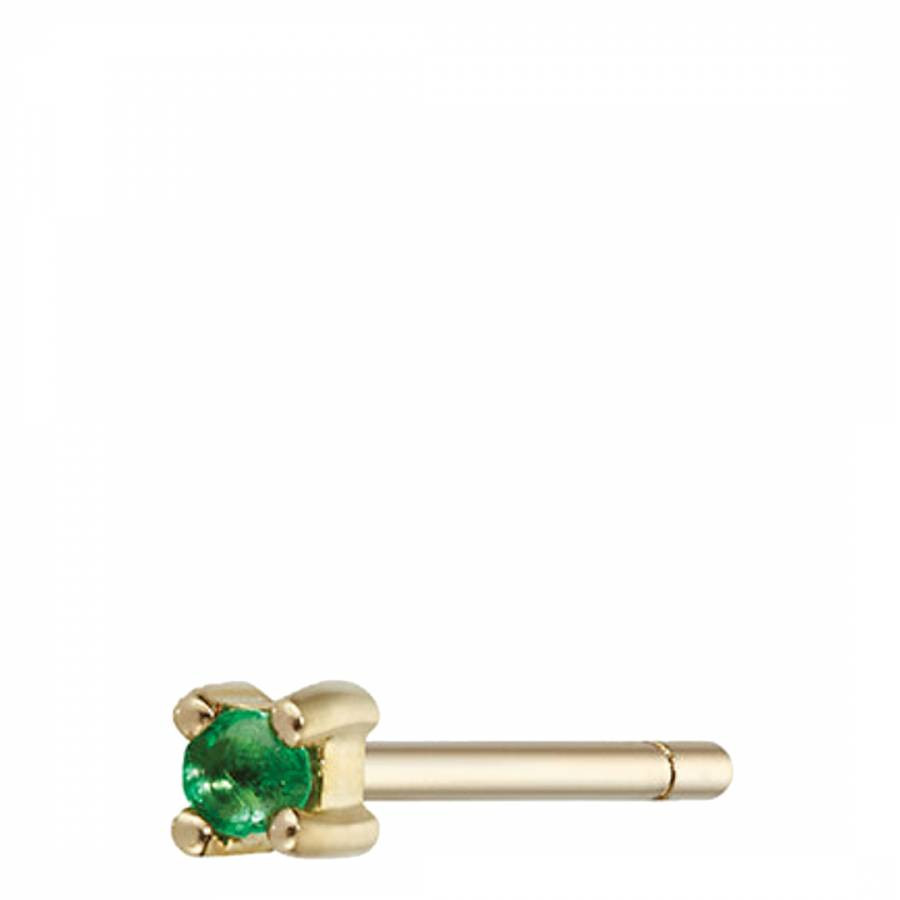 Gold Tiny Emerald Single Stud