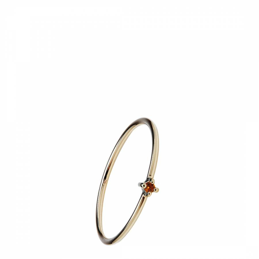 Gold Orange Sapphire Bamboo Ring