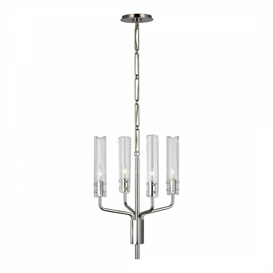 Casoria Petite Chandelier in Polished Nickel with Clear Glass