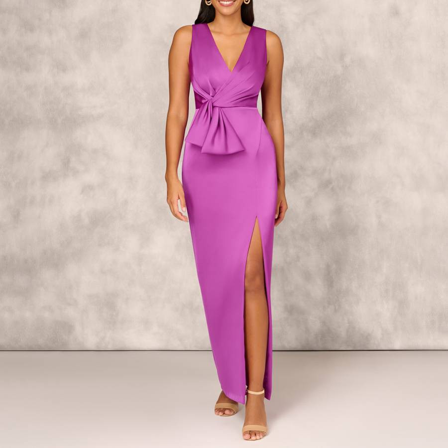 Purple Back Satin Column Gown