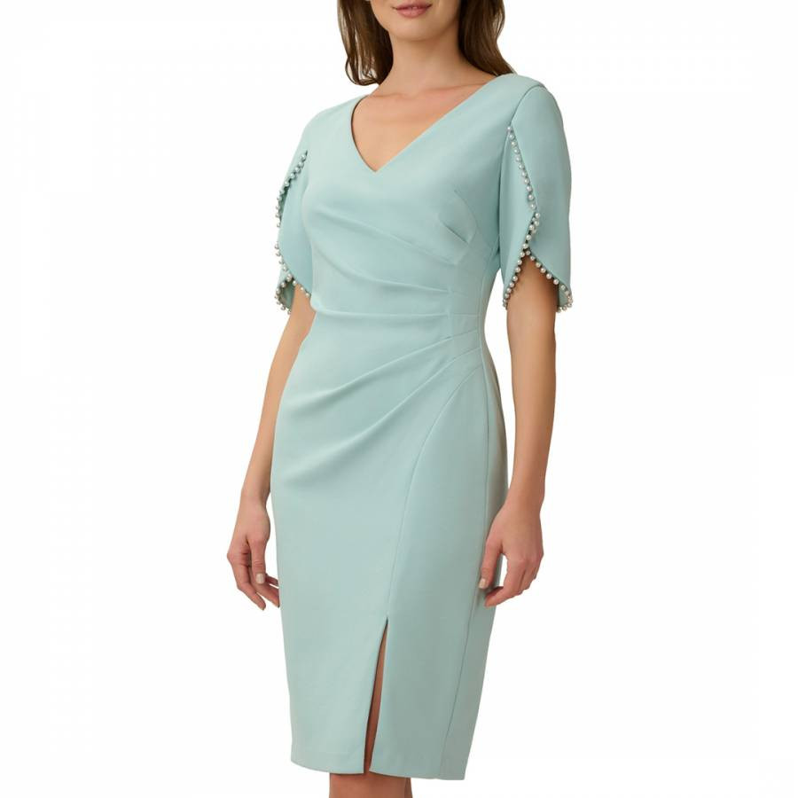 Knit Crepe Pearl Trim Dress