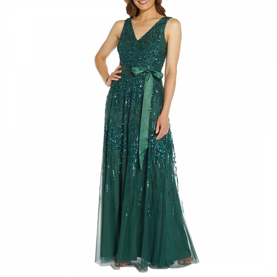 Green Beaded Ballgown