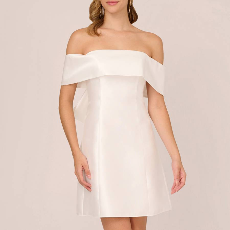 Ivory Mikado Bow Mini Dress