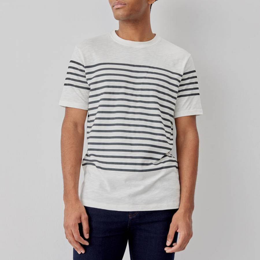 White Helston Striped Cotton T-Shirt