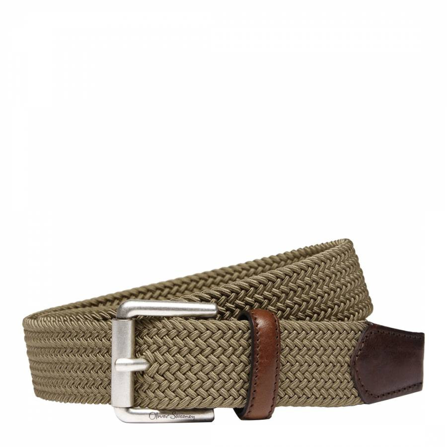 Khaki Sorico Woven Leather Blend Belt