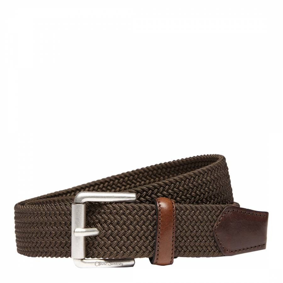 Brown Sorico Woven Leather Blend Belt