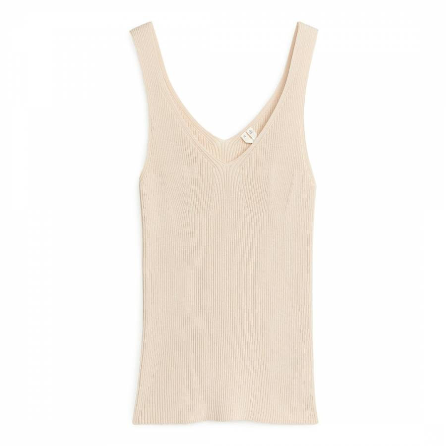 Beige Ribbed Tank top