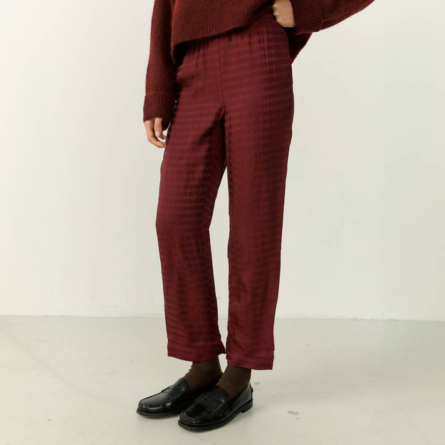 Burgundy Straight Fit Trousers