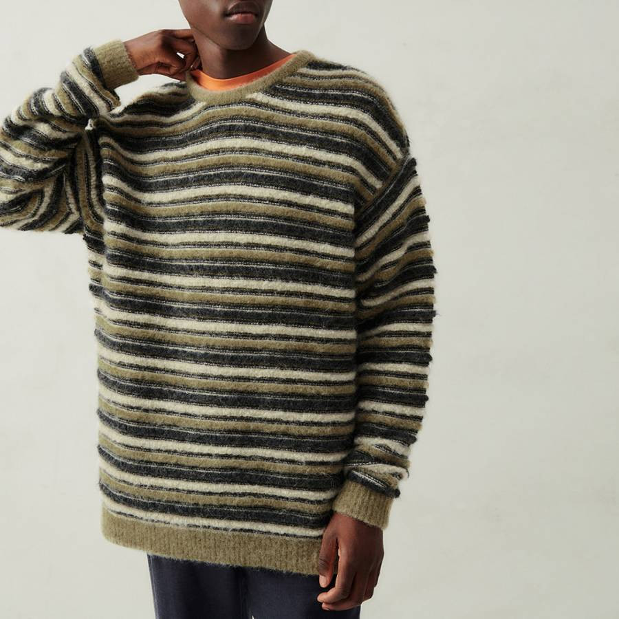 Green Striped Wool Blend Jumper