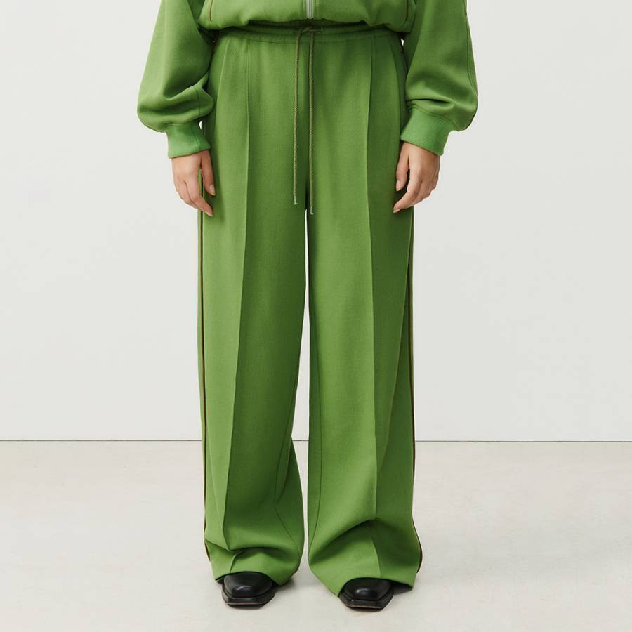 Green Mid Rise Pleated Trousers