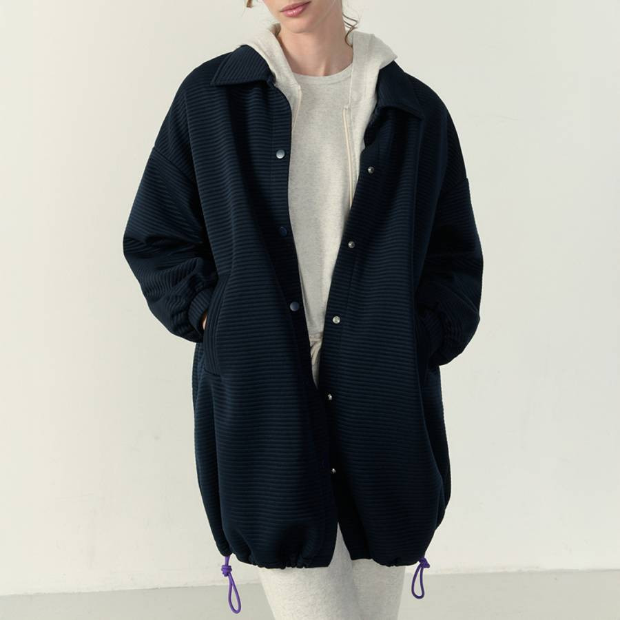 Navy Mid-Length Collared Coat