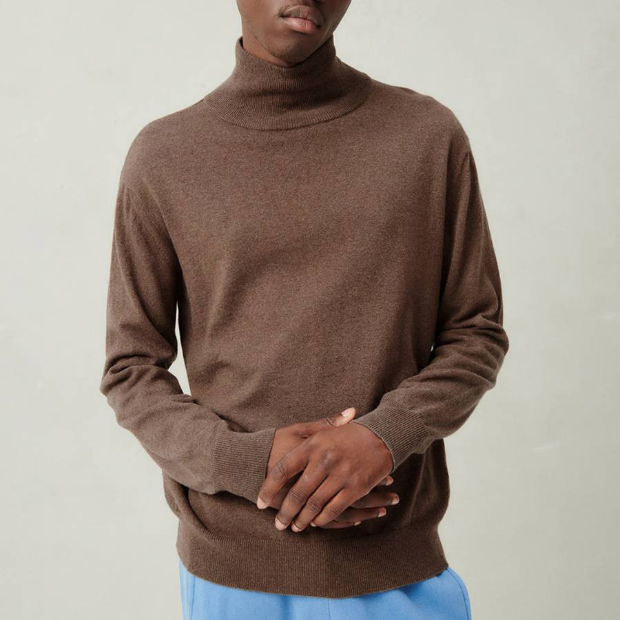 Coffee Wool Blend Turtleneck Jumper