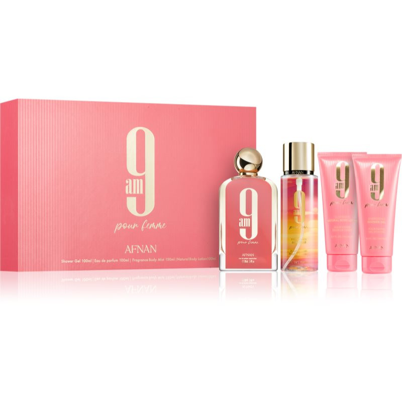 Afnan 9 AM Pour Femme gift set for women 4 pc