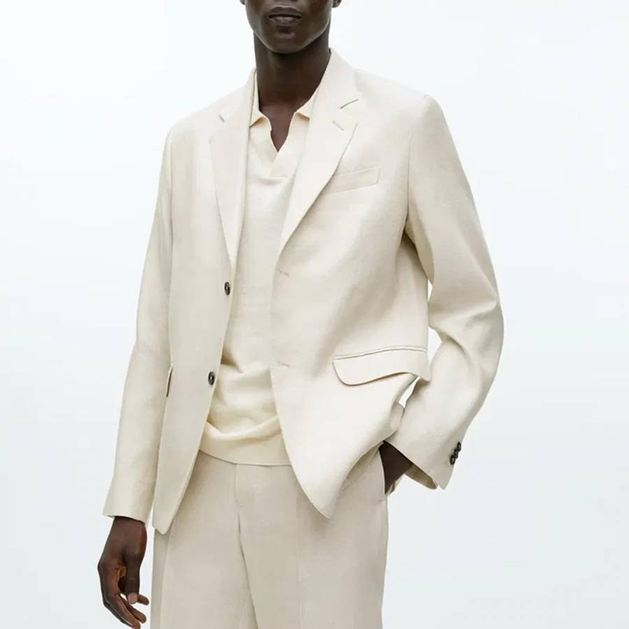 Men's White Notched Lapels Blazer