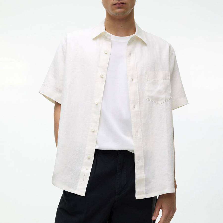 Men's White Short Collared Shirt