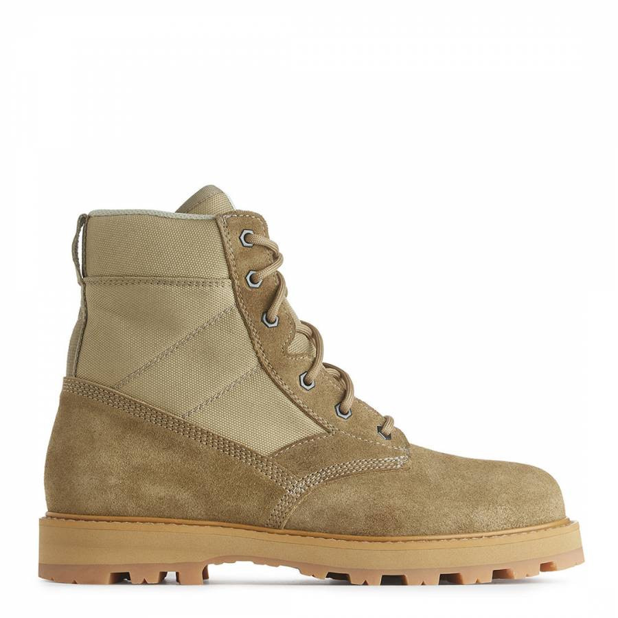 Men's Beige Suede Lace Up Boots