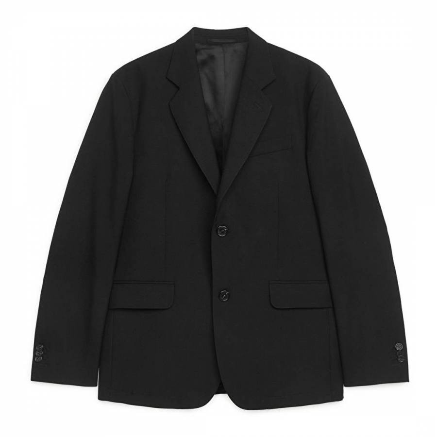 Men's Black Notched Lapel Blazer