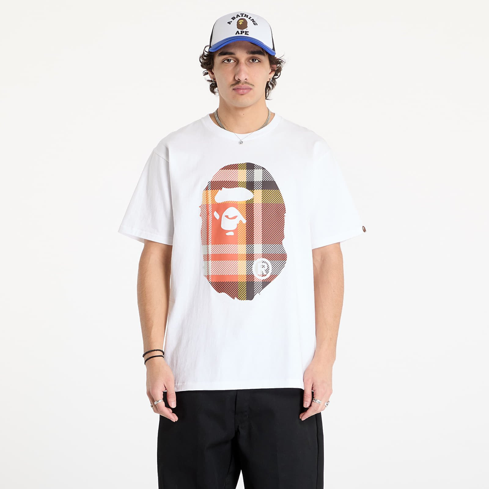 T-shirt A BATHING APE Bape Check Big Ape Head Tee White M