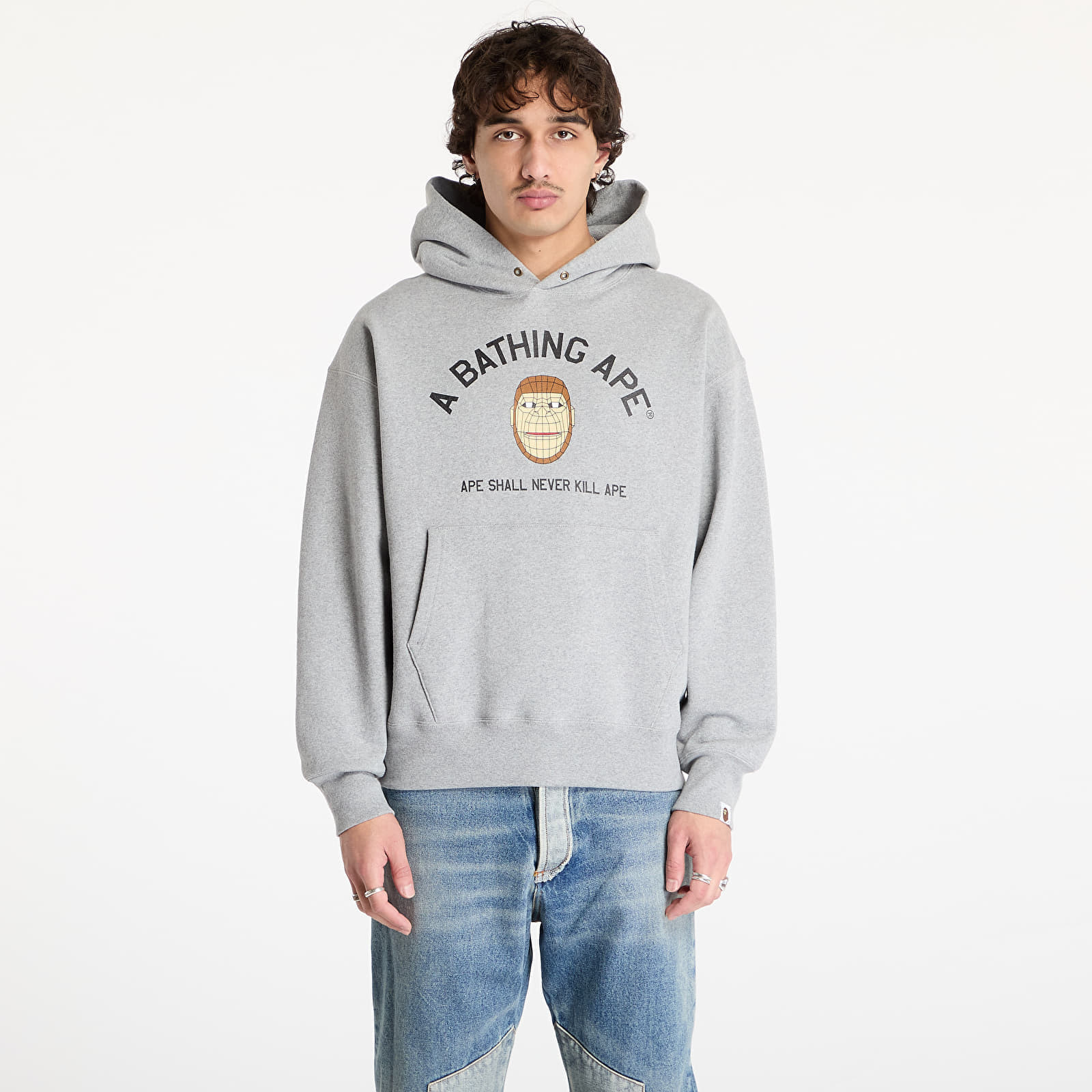 Sweatshirt A BATHING APE Polygon Relaxed Fit Pullover UNISEX Hoodie Gray XL