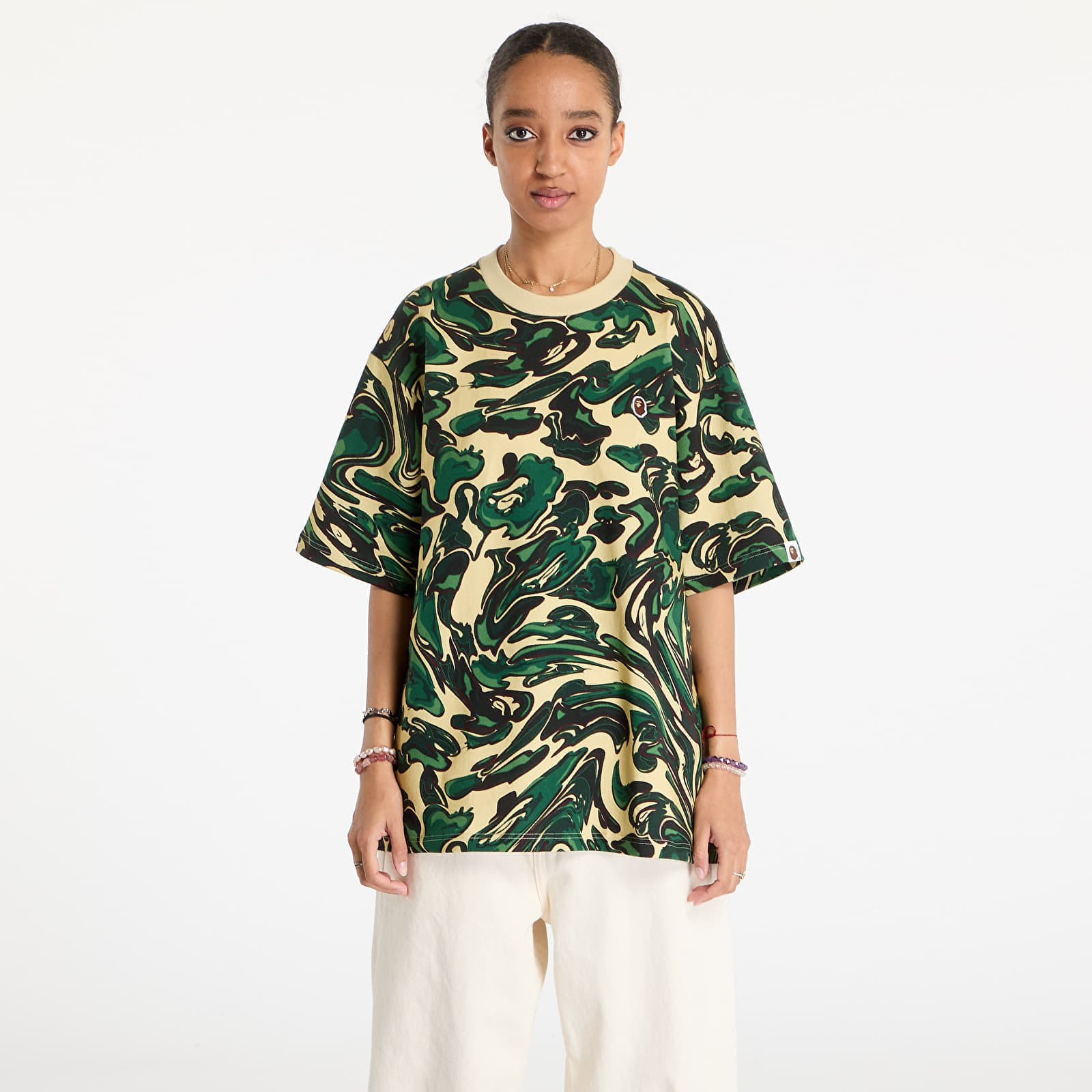 T-shirt A BATHING APE Marbling Camo One Point Relaxed Fit Tee UNISEX Green L