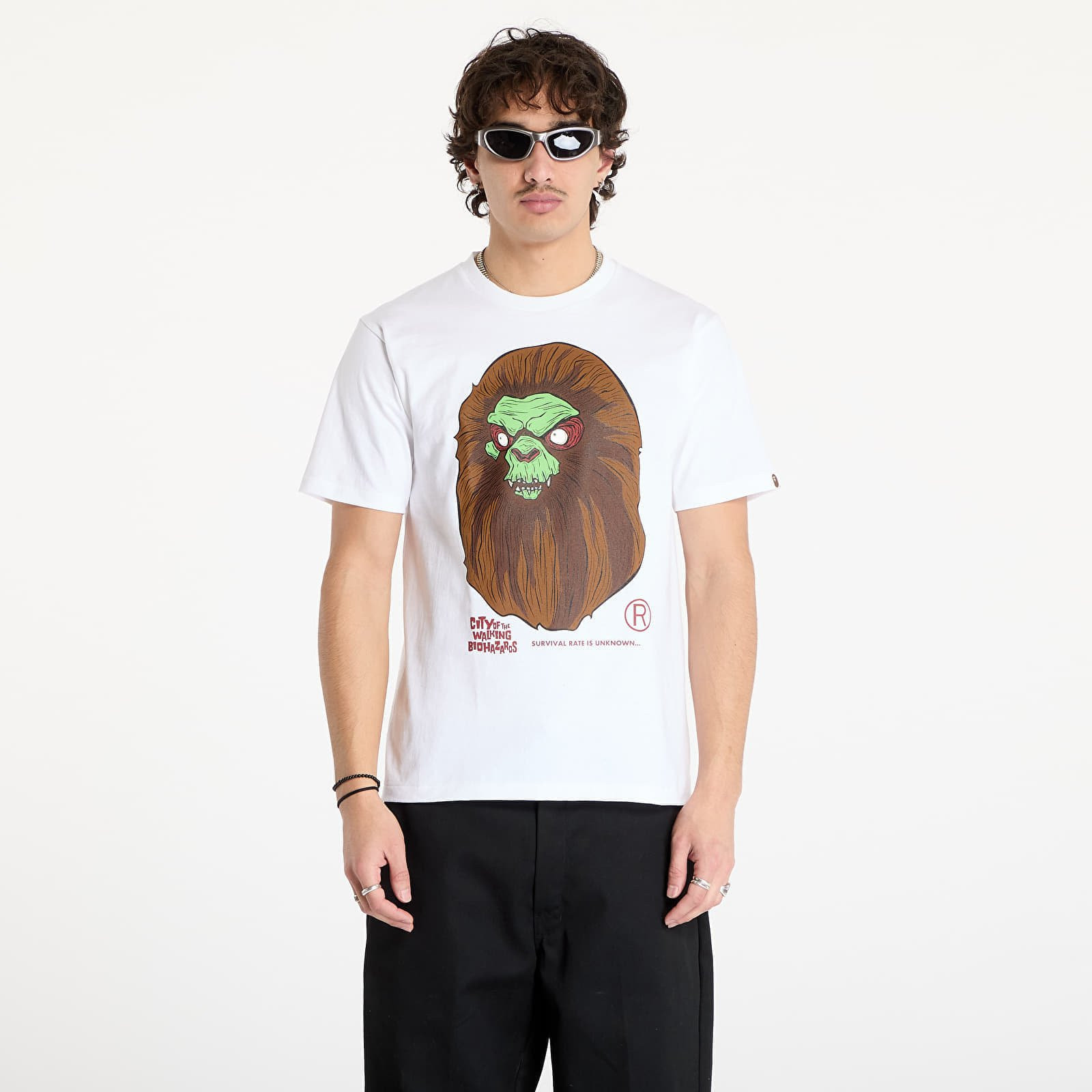 T-shirt A BATHING APE Bape Horror Mad Face UNISEX Tee White XXL