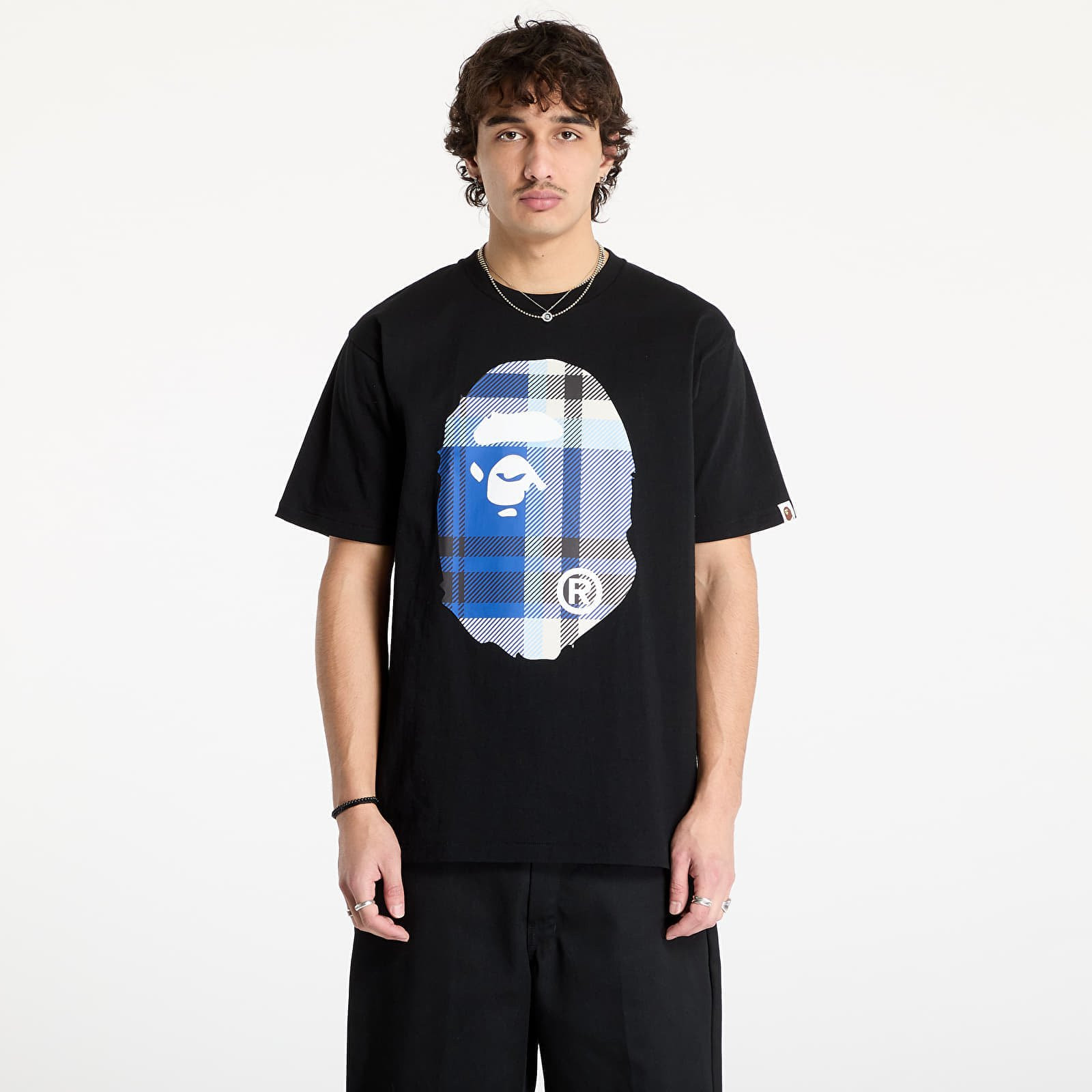 T-shirt A BATHING APE Bape Check Big Ape Head Tee Black L