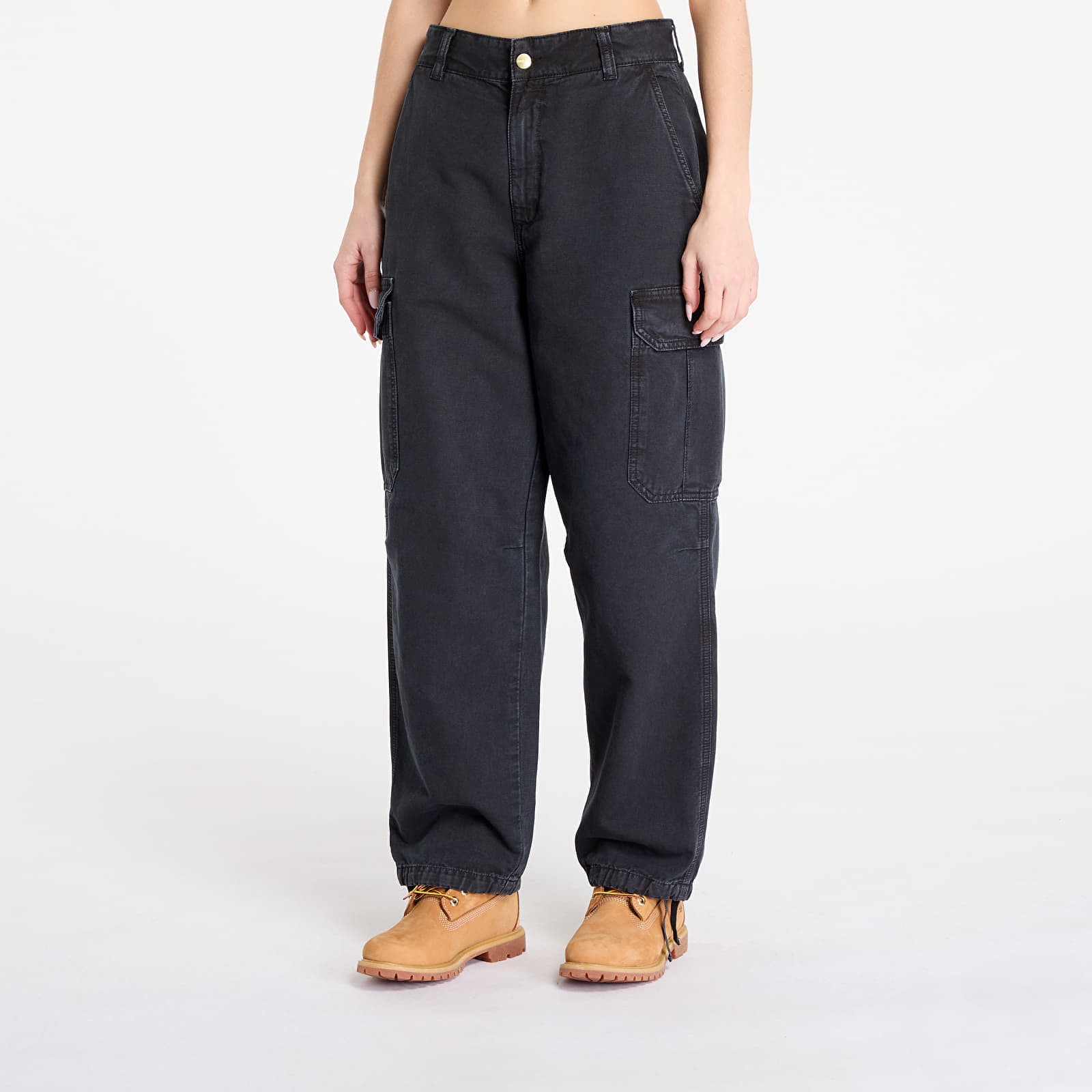 Pants Carhartt WIP Stanton Cargo Pant UNISEX Black Stone Dyed XS