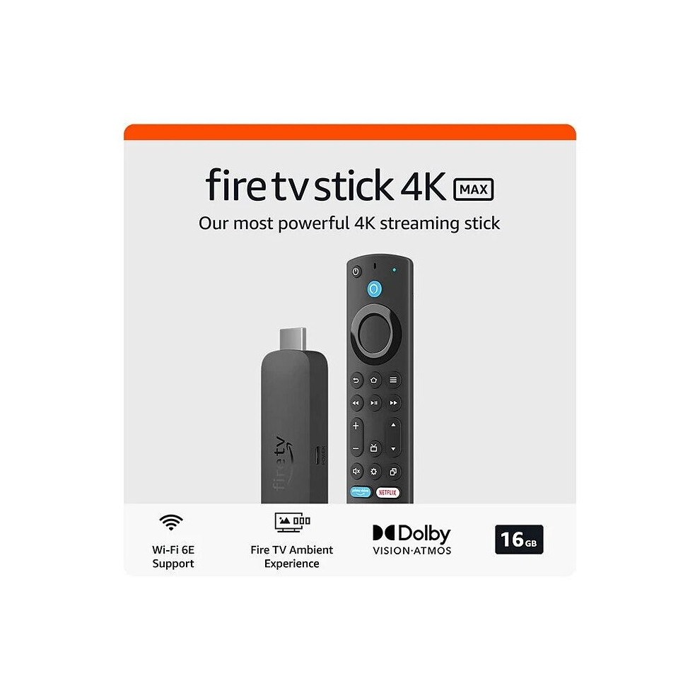 Amazon Fire TV Stick 4K Max streaming device 16GB Wi-Fi 6E, Ambient Experience (2nd Gen 2023)